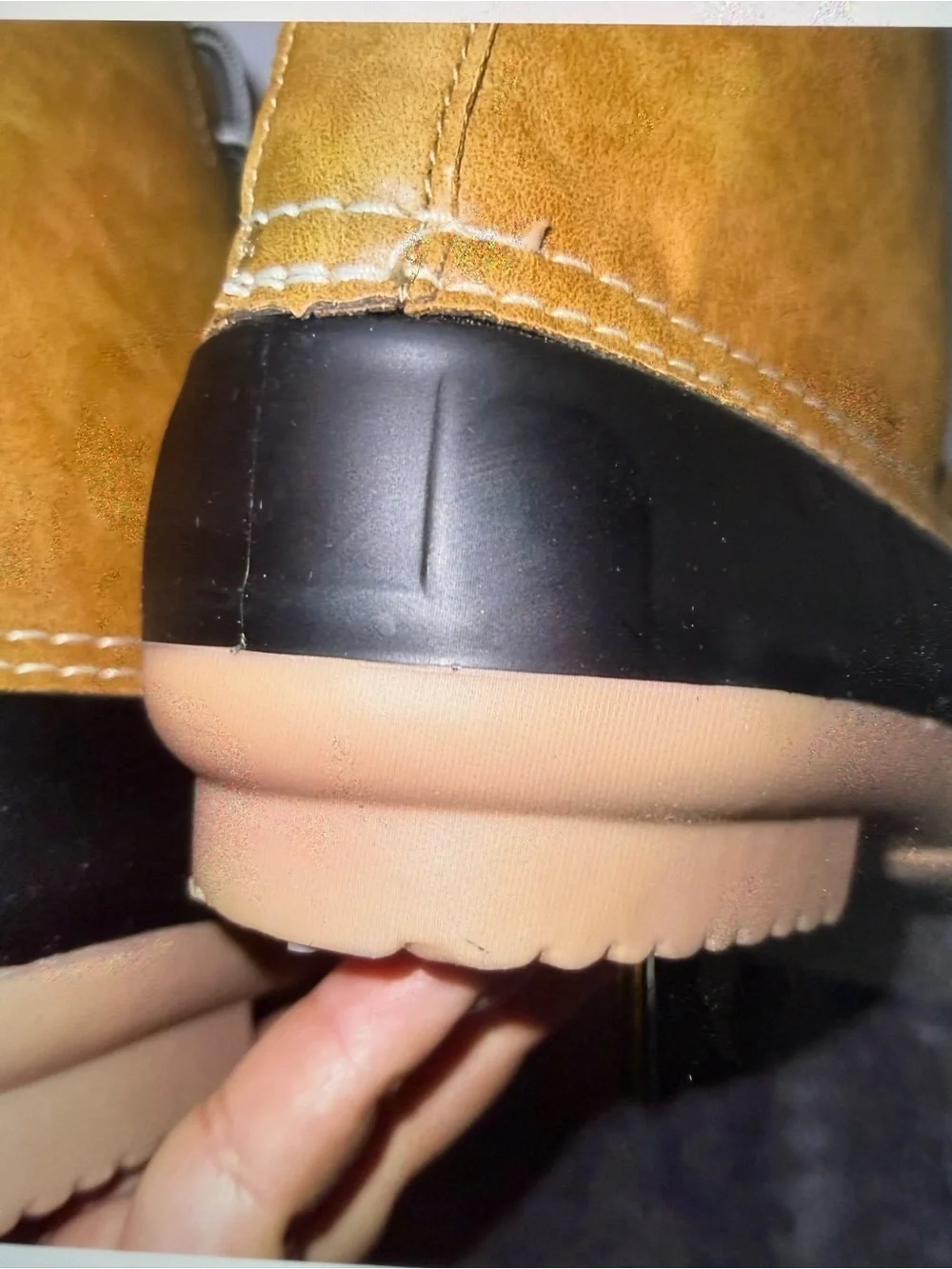 Report Tan and Black Lace-Up Duck Boots